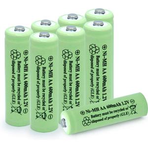 AA Ni-MH 600mAh 1.2V Rechargable Solar Light Batteries for Outdoor Solar Lamps Garden Lights Remotes Mice(8Pcs)