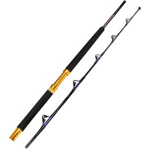 Fiblink Saltwater Fishing Trolling Rod Heavy Roller Rod Big Game Conventional Boat Fishing Pole with Roller Guides  6'6" 30-50lb-2pc