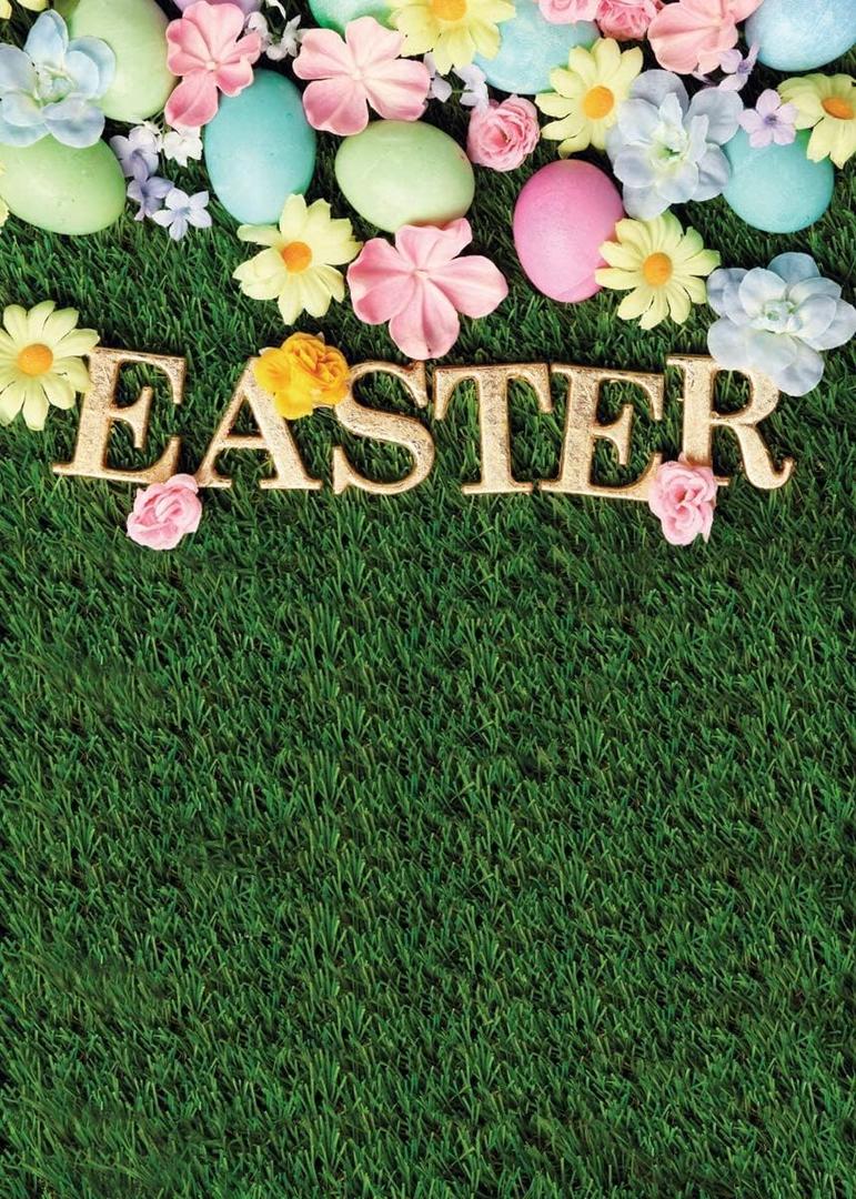 Dudaacvt 8x10 ft Easter Backdrop Happy Easter Backdrops Easter Green Grass Colorful Eggs Backdrop Easter Party Decorations Banner