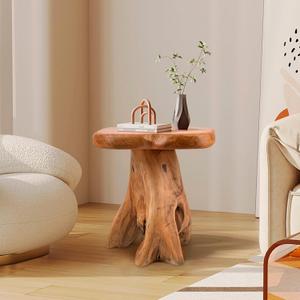 Small Side Table, Freeform Live Edge Wood Stool, Unique Design Natural Plant Stand for Patio, Garden, Yard, Living Room, Bedroom, 14"D x 13"W x 14.5"H