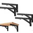 Black Folding Shelf Brackets Max. Load 220 lb, Heavy Duty DIY Wall Mounted Shelf Bracket Space Saving for Table Work Bench (6 INCEH-3PCS)