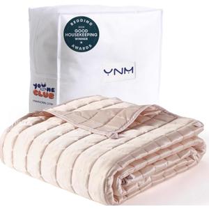 YnM Cooling Weighted Blanket for Adults, 15lbs Heavy Bed Throw Comforter with 100% PE Fabric, Ideal for Hot Sleepers or Summer Days(48x72 Inches for Twin/Full Bed, 15 Pounds, Pink)