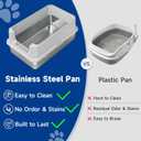 TENTIZON Stainless Steel Cat Litter Box with Lid, Large Covered Enclosed Kitty Litterbox with Hood, Flip Top, High Side, Litter Mat, Scoop for Big Cats, Kitten, No Odor, No Mess, Easy Clean, Grey