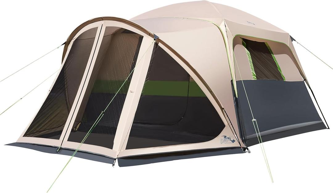 Tents for Camping 10 Person Camping Tent with Screen Porch, Weatherproof Large Cabin Tent with Rainfly and Carry Bag, Family Tent for Outdoor Camping and Backyard, Beige