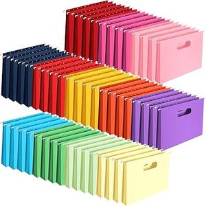 Estune 48 Pack Extra Capacity Hanging File Folders Letter Size, Reinforced Hang File Folders with Heavy Duty 2 Inch Expansion, Durable Hanging Organizer Designed for Bulky Files, Assorted Colors
