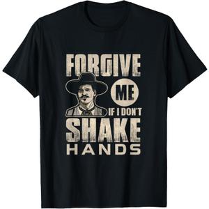 Funny Forgive Me If I Don't Shake 6 ft Distance T-Shirt (Small, Black)
