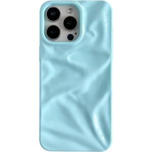 Caseative for iPhone 16 Case,Solid Color Water Ripple Wave Pattern Pleated Phone Case (Blue,16)