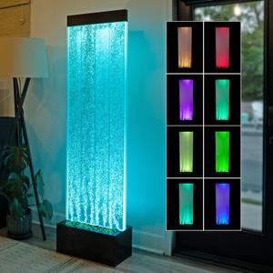 Alpine Corporation 72" Tall Indoor Floor Bubble Wall Fountain with Remote and Color-Changing LED Lights, Decorative Water Feature for Home or Office, Black