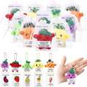 Hotop 20 Sets Positive Stuffed Dancing Fruit Vegetable Plush Keychains Thank You Card Appreciation Gift Bulk for Employees Coworkers