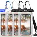 F-color Waterproof Phone Pouch - 4 Pack Iridescent Edges Phone Waterproof Pouch for iPhone Up to 7.2", Cruise Ship Essentials IPX8 Waterproof Phone Case Shining Dazzling Fashion for Swimming, Beach