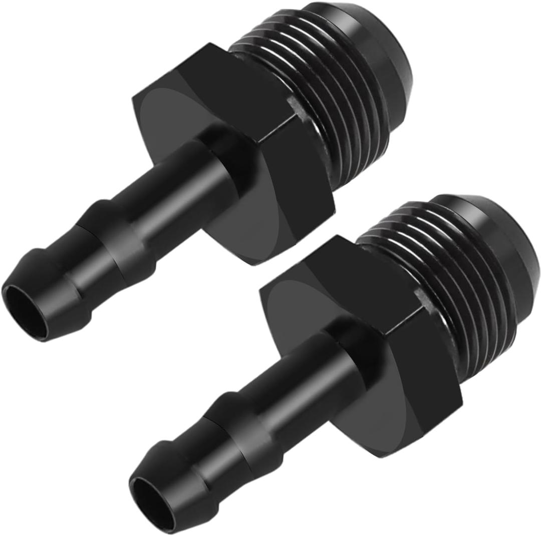 8AN Male Flare to 5/16" Hose Barb Straight Adapter Fuel Hose Fittings AN8-5/16" Aluminum Black Pack of 2