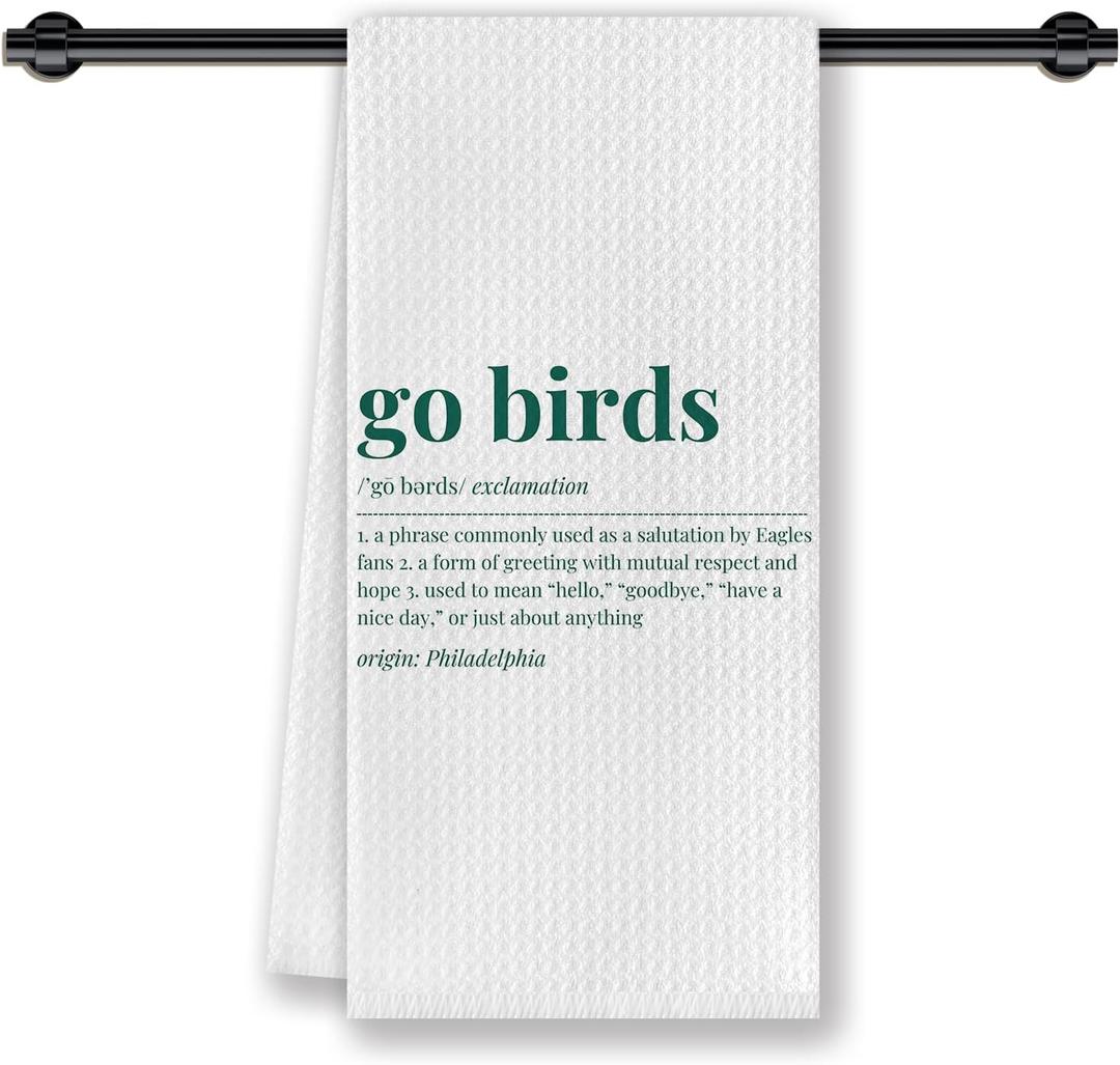 Go Birds Football Kitchen Dish Towels, Gifts for Football Lovers Players Boys Men Women, Sport Lover Gifts Hand Tea Towels for Bathroom Kitchen, 16x24 Inch