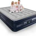 KNZZO Queen Air Mattress with Built-in Pump, 18" Top Inflatable Mattress with Waterproof Flocking Fabric, Three-Minute Quick-Inflatable Bed. Portable Blow Up Mattress for Home, Outdoor and Guests