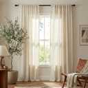 NICETOWN Natural Linen Curtains for Bedroom, Back Tab & Rod Pocket with Pleat Tab Privacy Added Curtains & Drapes with Light Filtering Window Treatments for Living Room, W52 x L95, 2 Panels