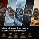Military Smart Watch for Men 1,43" HD AMOLED Display(Answer/Make Call) 420mAh Battery Smart Watches IP68 Waterproof for Android/iOS 100+Sports Modes/Heart Rate/Sleep Silver