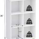 6 Cube Storage Organizer with Legs, 3 Tier Cube Low Bookcase Freestanding Storage Display Organizer for Home Office, Three-Cubes Open Shelf Short Bookshelf (White, 6 Cube Vertical)