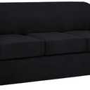 H.VERSAILTEX 4 Piece Stretch Sofa Covers for 3 Cushion Couch Covers for Living Room Furniture Slipcovers (Base Cover Plus 3 Seat Cushion Covers) Upgraded Thicker Jacquard Fabric (Large, Black)