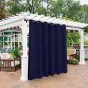 BONZER Waterproof Outdoor Blackout Curtains for Patio - Thermal Insulated, Sunlight Blocking Privacy Grommet Curtains for Gazebo, Porch, Pergola, Cabana, Deck, 1 Panel, 100W x 84L inch, Navy