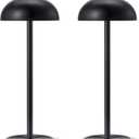Rechargeable Cordless Table Lamp 2 Pack - 5000mAh Battery Powered Lamp, 3 Color Stepless Dimming LED Table Light with Memory Function for Indoor, Outdoor, Dinner, Home, Restaurant.(Black)