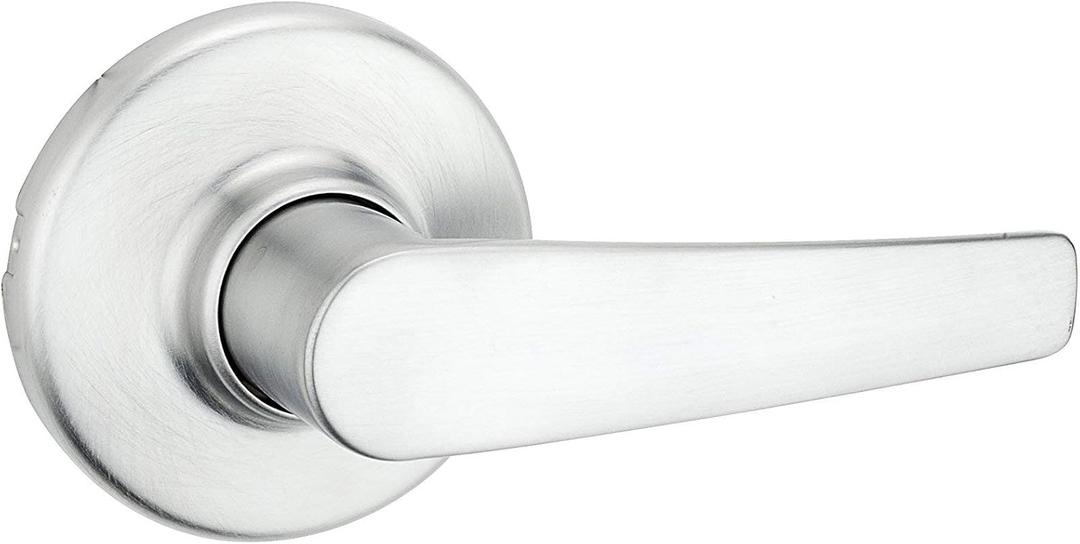 Kwikset Delta Interior Passage Door Handle, Lever For Closet and Hallway Doors, Reversible Non-Locking Handle Lever, Satin Chrome