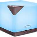 URPOWER 700ML Aromatherapy Essential Oil Diffuser, 700ml Large Ultrasonic Scent Diffusers Humidifier with Adjustable Mist Mode/4 Timer Settings/ 7 LED Light Colors for Home Office Study (Dark Brown)