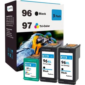 96 Black 97 Tri-Color Remanufactured for HP 96 97 Ink Cartridges Black/Color Combo Pack, 96/97 Ink Cartridges for DeskJet 6940 6840 6988 6980 OfficeJet 7310 7410 7210 Photosmart 8050 Printer(3-Pack)