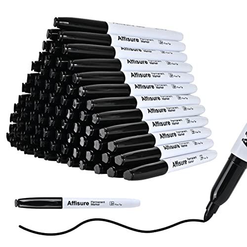 Affisure Permanent markers, 100 packs permanent markers bulk, quick dryingin one second, waterproof, smooth, noteasy to erase, durable, can be markedon glass, tiles and cloth, office supplies