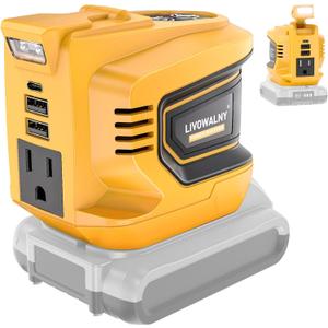 200W Power Inverter for Dewalt 20V, DC 20V to AC 110-120V Battery Inverter, Portable Power Station Generator, Charger Adapter Battery Powered Outlet with 2 USB Ports & 1 Type-C & 1 AC Outlet