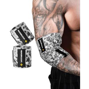 MANUEKLEAR Bench Press Elbow Sleeve Weightlifting for Men and Women, 40" Nylon Elbow Wraps for Weightlifting and Powerlifting (Snowfield Gray)