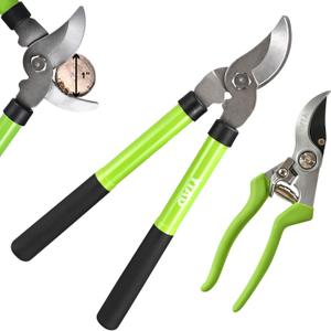 Loppers for Tree Trimming 15"Branch Cutter & Pruning Loppers Set Rust-Resistant Bypass Pruners Tree Trimmer Clippers,1"Cut Diameter,Short Handle Garden Shears Tools for Gardening Yard,Limb, Plant 2Pcs