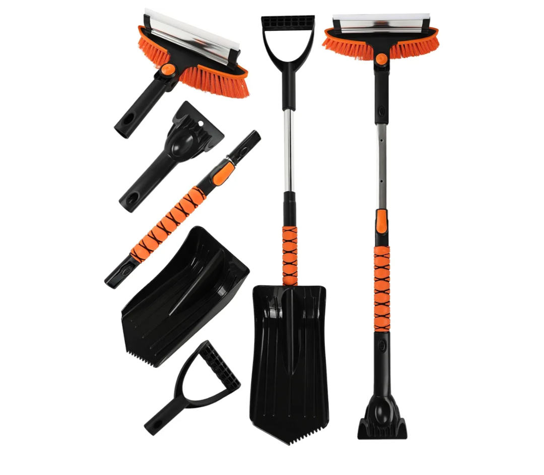 41" Extendable Ice Scrapers for Car Windshield 2-in-1 Snow Brush for Car Snow Scraper for Car Snow Scraper and Drush with Ergonomic Foam Grip for Cars, Trucks, SUVs with 360� Pivoting Brush Head