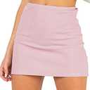 LYANER Women's Basic Ribbed Knit Stretchy Elastic Short Mini Pencil Bodycon Skirt Pink Small