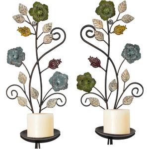 Wall Sconces Candle Holder Set of 2, Antique Color Style Leaf Branch Wall Mount Hanging Metal Wall Candle Holder Candle Sconce for Living Room Dining Room