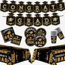 2 x OHOME Graduation Decorations 2026 - Graduation Decorations Class of 2026 - Serve 24 - Black Plates Tablecloth Napkins Cups Banner - Graduation Party Favors Supplies