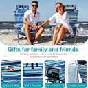 Yestomo Beach Chairs for Adults Heavy Duty, Compact Portable Lay Flat Folding Chair with Backpack Straps and Large Cooler Pouch, Support to 350LBS (2 Pack Stripes_Blue&Cyan)