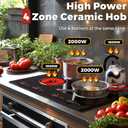 ADVWIN Electric Cooktop, 4 Burner Knob Control Plug in Built-in Ceramic 6000W Electric Stove Top with Child Safty Lock & Timer & Over-Temperature Protection & 9 Power Setting,220v,no plug