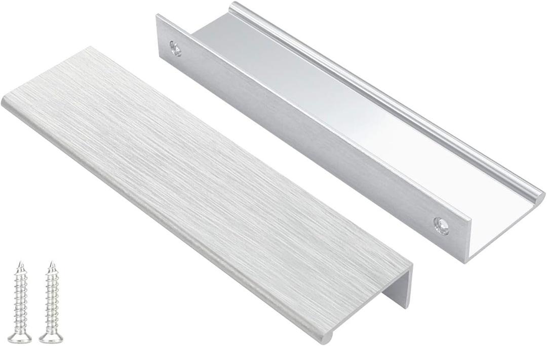 Peaha 10 Pack Kitchen Cabinet Handles 5 inch Stain Nickel Pulls for Dresser Drawers Door Edge Finger Pull Hardware (Hole Centers:5in (128mm)