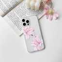 NITITOP Compatible with iPhone 14 Pro Case Clear Cute Pink Lily Blossom Floral Flowers Pattern for Girls Women Soft TPU Transparent Shockproof Protective Phone Cover - Little Flower