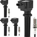 UF670 Ignition Coil & LTR6BHX Double Iridium Spark Plug for Ford Focus Edge Escape Explorer Fusion Mustang Taurus EcoSport/Jaguar F-Pace XE XF/Lincoln MKC MKT MKZ/Land Rover LR2 Replace# DG546 5C1873