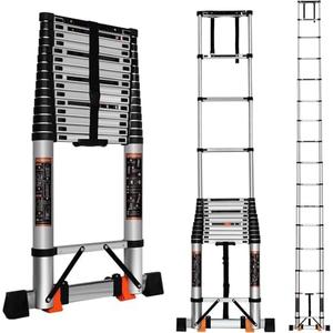 Telescoping Ladder,12.5FT Portable Multi-Purpose Aluminum Compact Ladder,330LBS Cap One-Button Retraction Collapsible Extension Ladder with 2Detachable Hooks&Non-Slip Feet for Home,RV,Loft (20.5) - Amazon.com