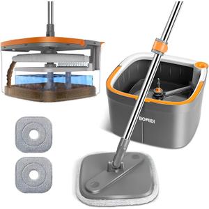 Mop and Bucket Set, Spin Mop with Separate Dirty Water System, Deep-Cleaning Mops for Floors, Versatile Mops for Walls