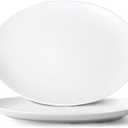 Serving Platters Set of 2  14 Inch Oval White Serving Platters, Large Porcelain Serving Platter Set for Party, Appetizers, Charcuterie, Sushi & Dessert, Microwave & Dishwasher Safe