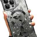 Magnetic Case Made for iPhone 16 Pro Max 6.9 Inch (Compatible with MagSafe) Glitter Phone Case with Black Butterfly Design Soft TPU Reinforced Corners Shockproof Bling Phone Cover for Women