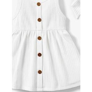 PATPAT Baby Toddler Girl Ribbed Knit Cotton Dress  Versatile Sleeveless Tank & Long Sleeve Dress (3-6 Months)