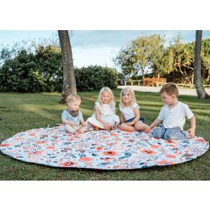 Sundays Leisure Large Round Waterproof Picnic Blanket (79") for Baby and Family, Outdoor Blanket Baby Mat, Foldable Padded Spill-Proof Mat, Fits 4 to 6, Stylish Picnic Blanket Waterproof