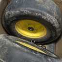 Set of 2-13x6.50-6 Smooth Hollowmatic 5/8 Inch Axle Yellow Wheel - Compatible with JD TCA19309 TCA16946