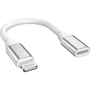 9cm Lightning Male to Lightning Female Charger Adapter, iPhone Extension Charging Adapter Cable Cord Connector Converter Dongle Compatible with iPhone 14 13 12 11 XS XR X 8 7 6 Not USBC (Silver-TPE/1FT)