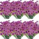 JEMONG 20 Bundles Artificial Flowers Outdoor UV Resistant Fake Flowers No Fade Faux Plastic Plants Garden Porch Window Box Decorating(Purple)
