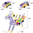 2-in-1 Transforming Race Car Dinosaur Toy DinoDrive Automatic Transforming Car into Dinosaur, Educational Toys for Boys & Girls, Crash Action & Lights, for Kids(Luminous)