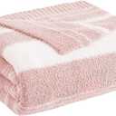WRENGONGE Pink Throw Blanket, 50x70 Soft Cozy Striped Throw Blankets for Couch, Sofa, Bed, Travel, Lightweight Fluffy Warm Plush Decorative Blankets for Women, Men Gift